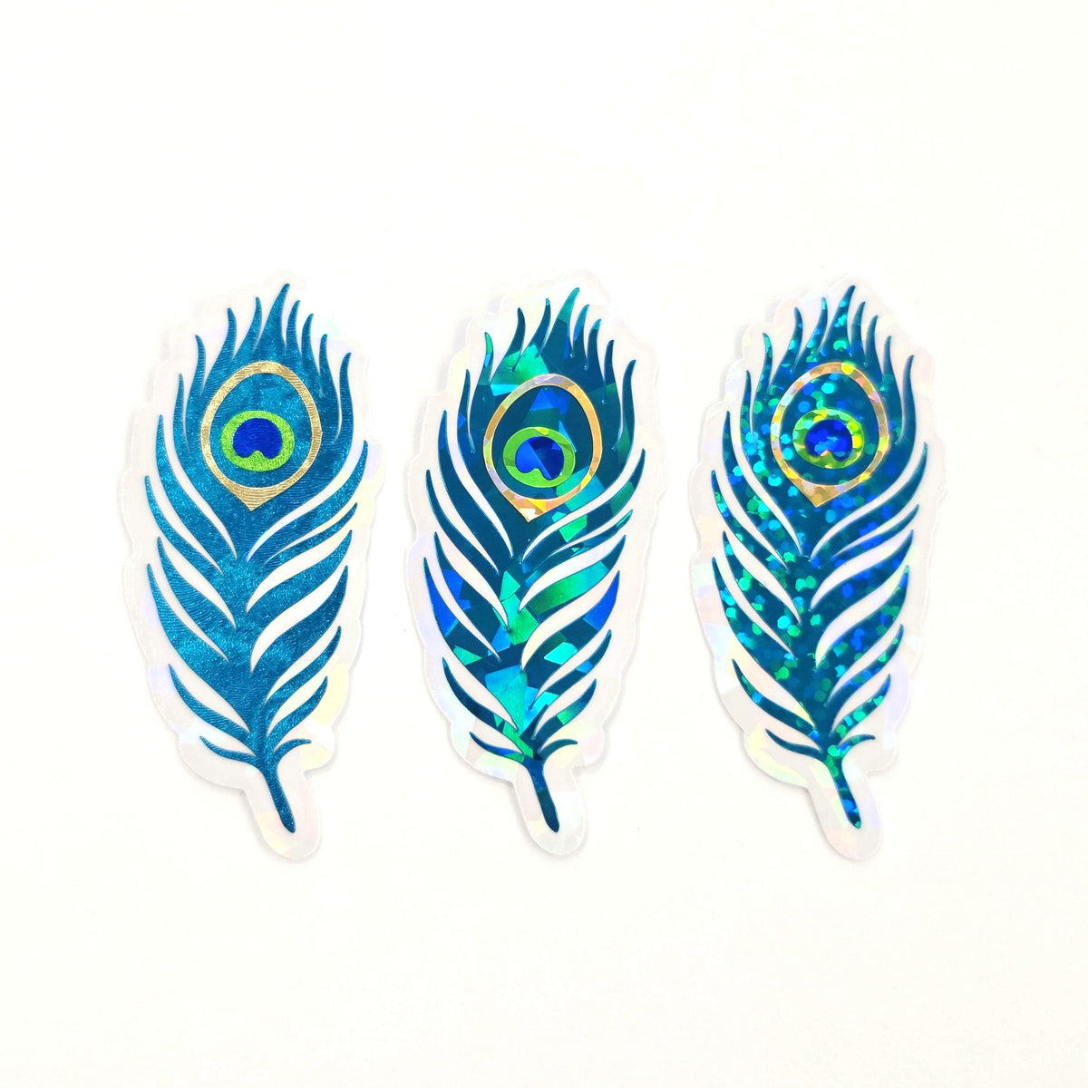 Peacock Feathers Sparkly Sticker Bundle, die cut stickers for summer festival journal page embellishments, boho decor