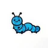 Cute Turquoise Caterpillar Sticker Bundle, set of die-cut mini bug stickers for kids