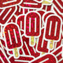 Red Popsicle Stickers, set of 24 Sparkly Ice Pop Die Cut Stickers for Birthday Party Invitations, Envelopes, and Summer Scrapbook pages.