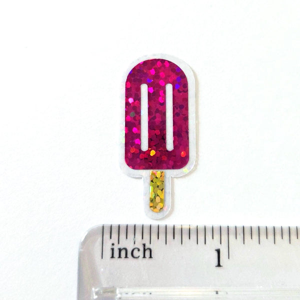 Purple Popsicle Stickers, set of 24 Sparkly Ice Pop Die Cuts for DIY Birthday Party Invitations, Envelopes, and Summer Scrapbook pages