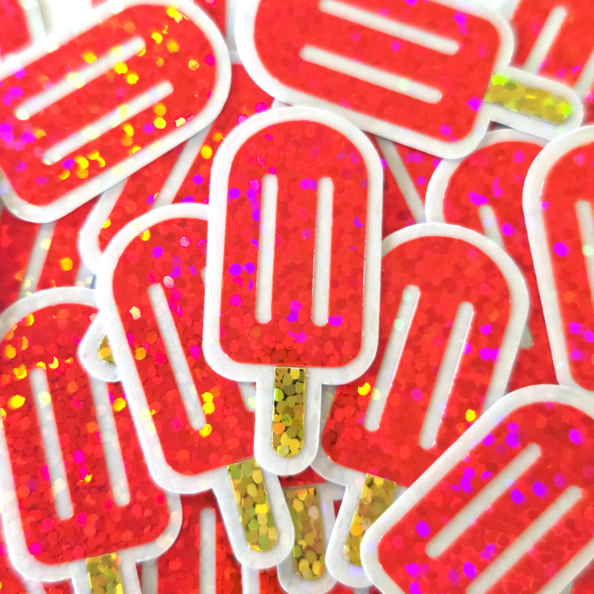 Blue Popsicle Stickers, set of 24 Sparkly Ice Pop Die Cut Stickers for Birthday Party Invitations, Envelopes, and Summer Scrapbook page