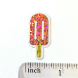 Orange Popsicle Stickers, set of 24 Sparkly Ice Pop Die Cut Stickers for Birthday Party Invitations, Envelopes, and Summer Scrapbook pages.
