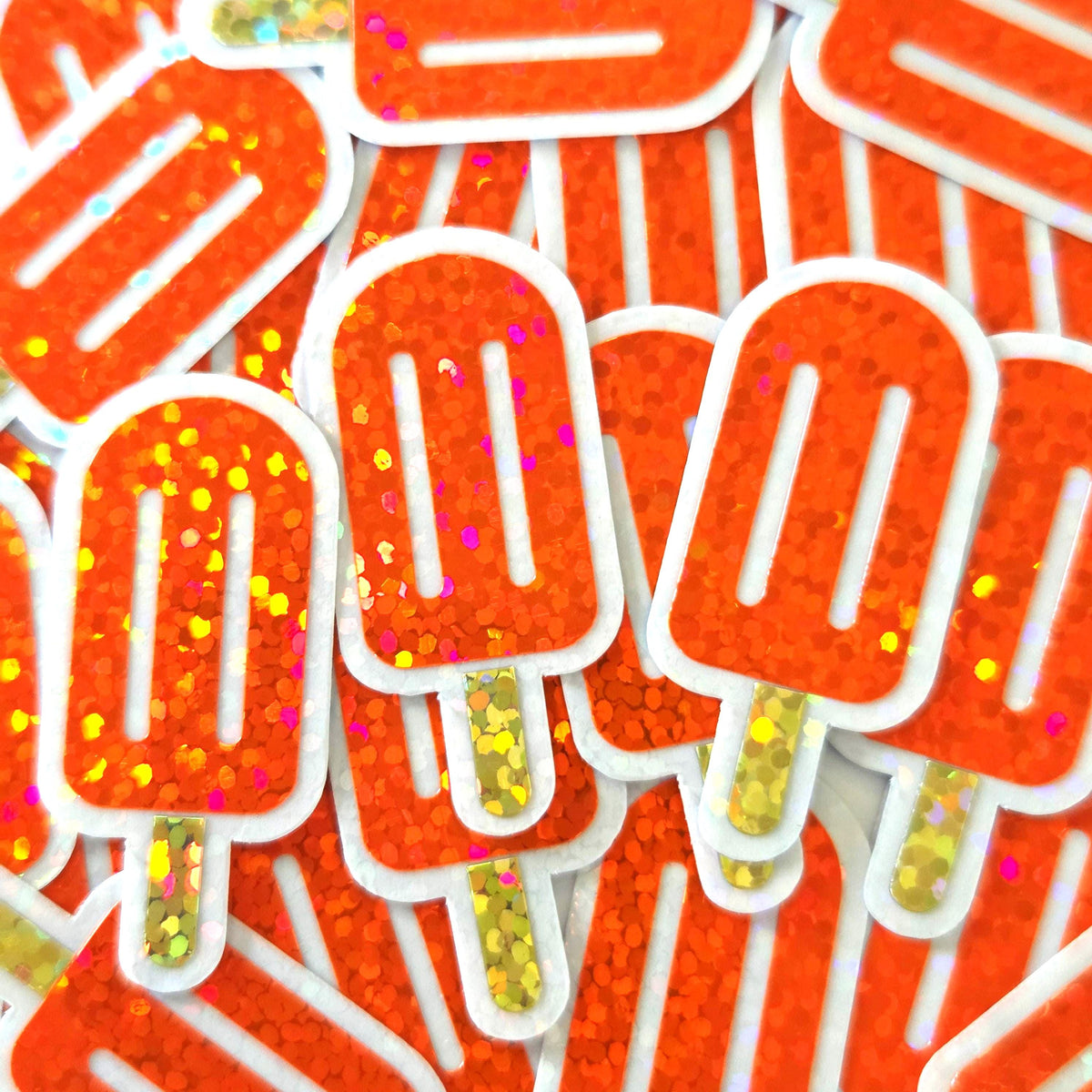 Blue Popsicle Stickers, set of 24 Sparkly Ice Pop Die Cut Stickers for Birthday Party Invitations, Envelopes, and Summer Scrapbook page