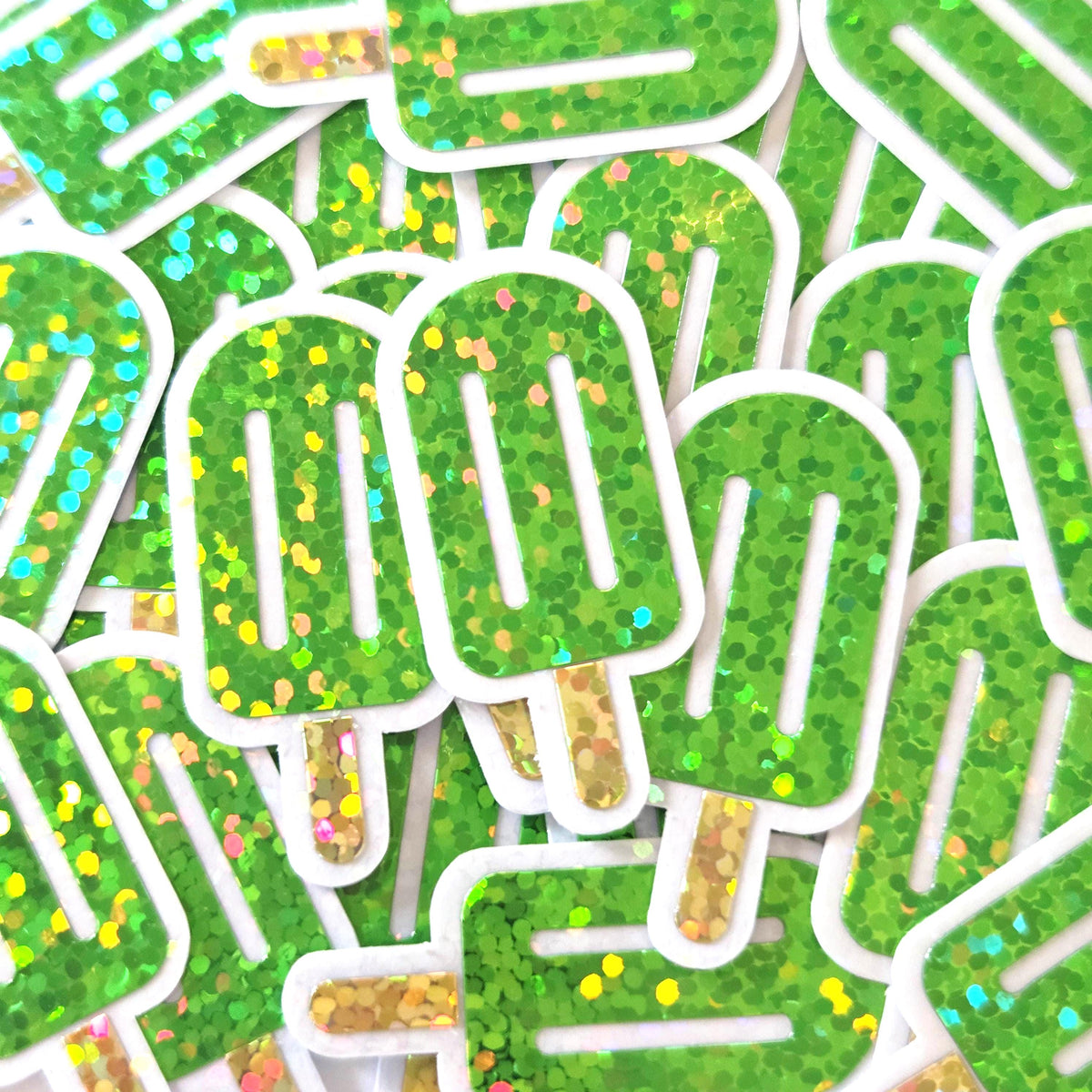 Blue Popsicle Stickers, set of 24 Sparkly Ice Pop Die Cut Stickers for Birthday Party Invitations, Envelopes, and Summer Scrapbook page