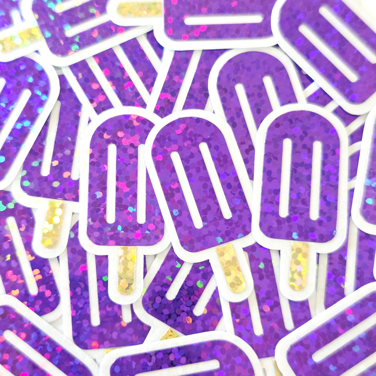 Popsicle Die Cut Stickers, Set of sparkly Ice Pop Stickers for Summer Birthday Party Invitations, Envelope Seals, and Scrapbook pages.