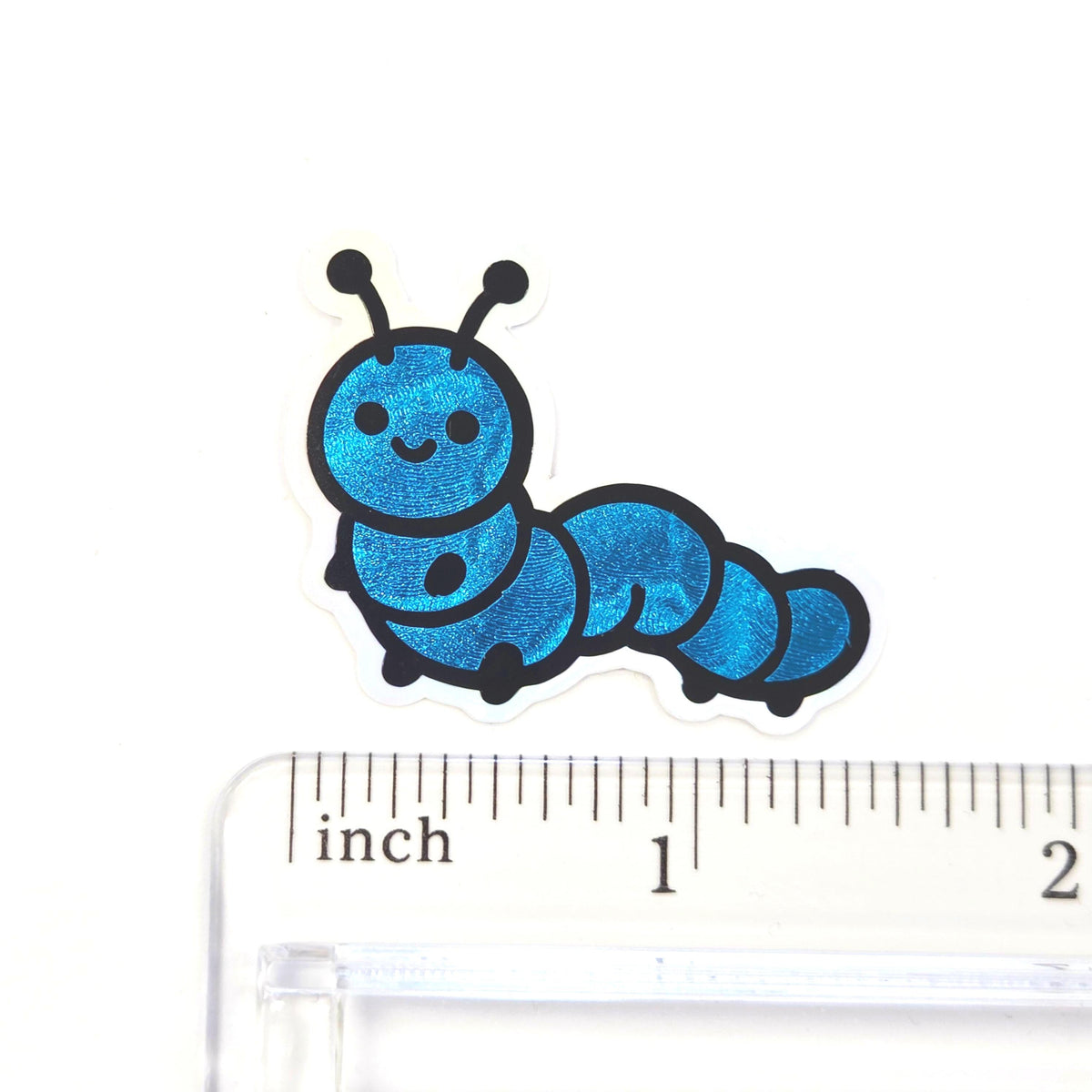 Cute Turquoise Caterpillar Sticker Bundle, set of die-cut mini bug stickers for kids