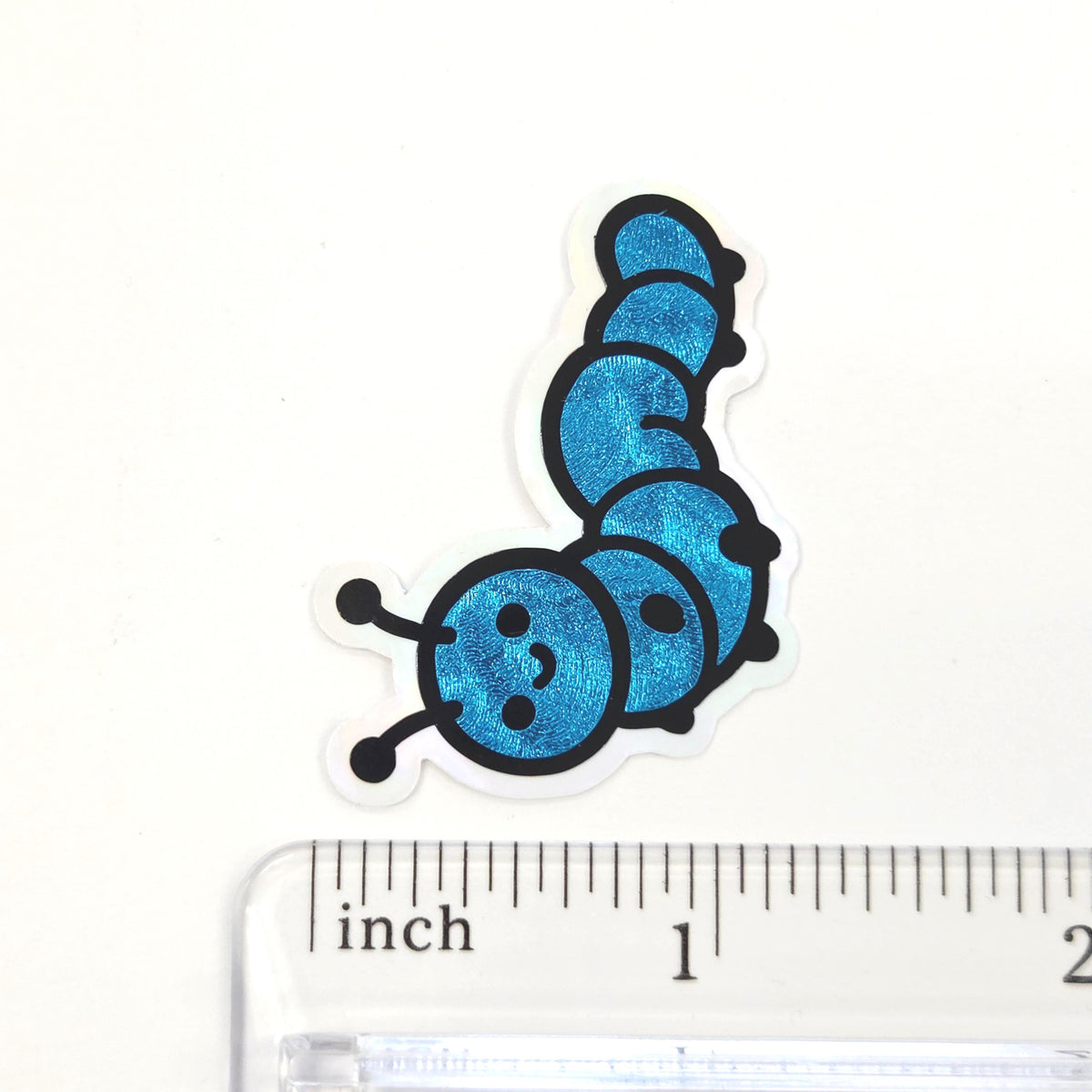 Cute Turquoise Caterpillar Sticker Bundle, set of die-cut mini bug stickers for kids