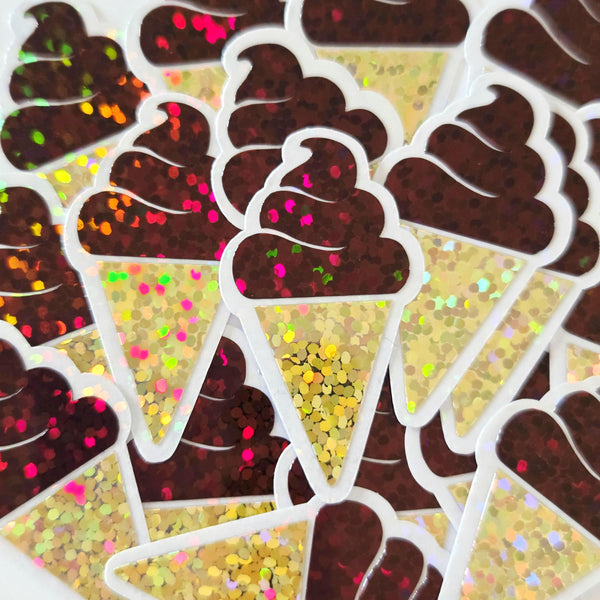 Mini Green Ice Cream Cone Die Cut Stickers, set of 20 for crafts, scrapbooking and journals.