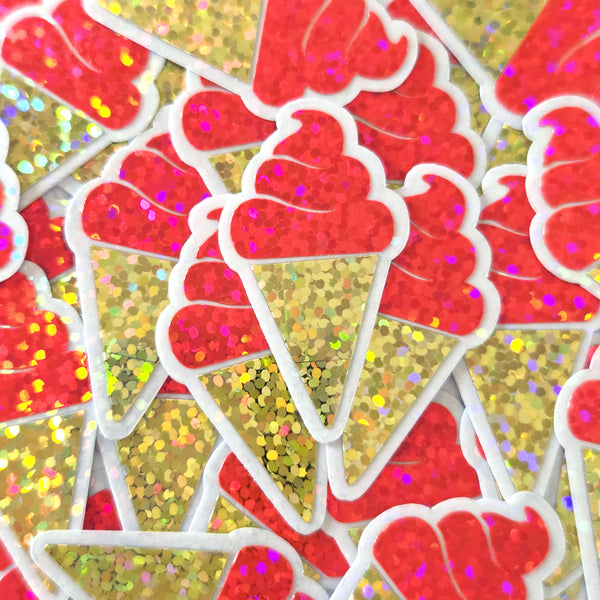Mini Purple Ice Cream Cone Die Cut Stickers, set of 20 sparkly embellishments for DIY Crafts, choose colors