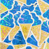 Mini Green Ice Cream Cone Die Cut Stickers, set of 20 for crafts, scrapbooking and journals.