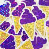 Mini Blue Ice Cream Cone Die Cut Stickers, set of 20 embellishments for scrapbooks, journals, planners, greeting cards and craft projects