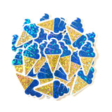Mini Blue Ice Cream Cone Die Cut Stickers, set of 20 embellishments for scrapbooks, journals, planners, greeting cards and craft projects