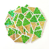 Mini Green Ice Cream Cone Die Cut Stickers, set of 20 for crafts, scrapbooking and journals.