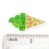 Mini Green Ice Cream Cone Die Cut Stickers, set of 20 for crafts, scrapbooking and journals.