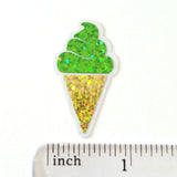 Mini Green Ice Cream Cone Die Cut Stickers, set of 20 for crafts, scrapbooking and journals.