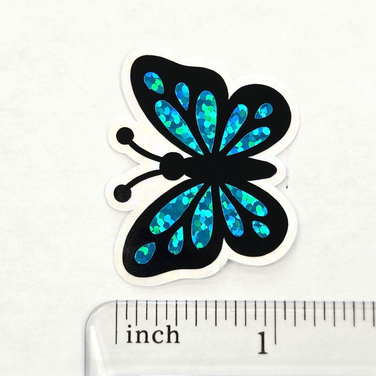 Mini Turquoise Butterfly Sticker Set, Die-Cut Sparkly Vinyl butterflies for kids teachers planners and journals.