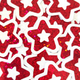 Red Glitter Star Stickers, Vinyl Die Cuts, set of 30 stars for crafts, journals, scrapbooks and classroom projects.