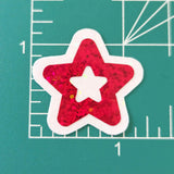 Red Glitter Star Stickers, Vinyl Die Cuts, set of 30 stars for crafts, journals, scrapbooks and classroom projects.