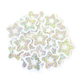 Silver Star Die Cut Stickers, set of 30 sparkly vinyl glitter stars for crafts, journals, scrapbooks and classroom projects.