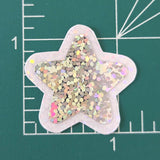 Silver Star Die Cut Stickers, set of 30 sparkly vinyl glitter stars for crafts, journals, scrapbooks and classroom projects.