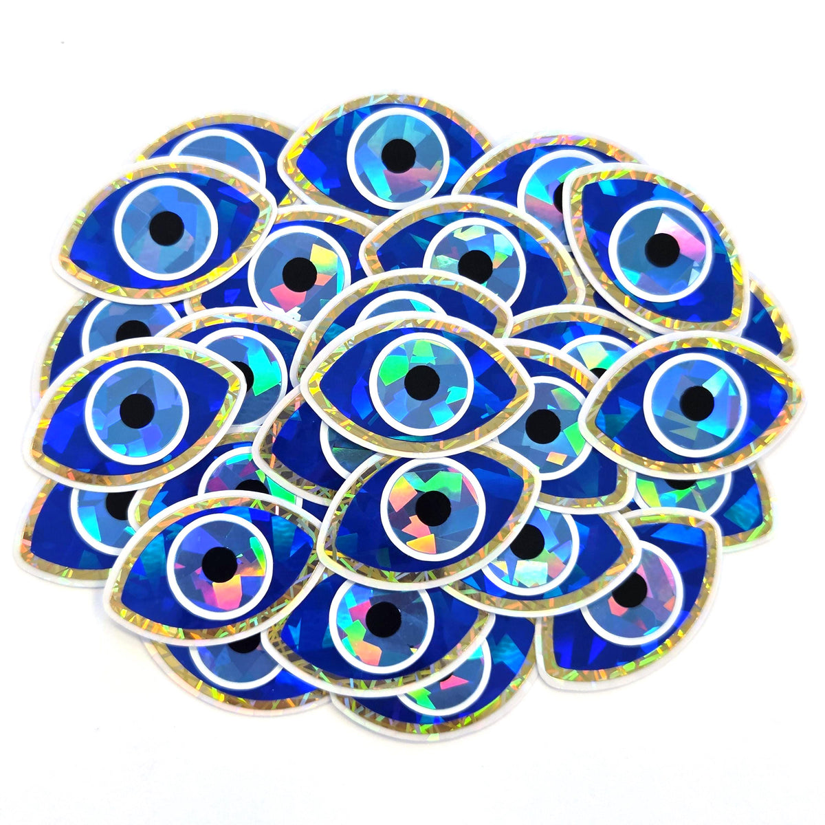 Green Evil Eye Die Cut Sticker Set for DIY crafts, scrapbook decorations and greeting cards, good luck symbol.