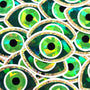 Green Evil Eye Die Cut Sticker Set for DIY crafts, scrapbook decorations and greeting cards, good luck symbol.
