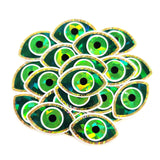 Green Evil Eye Die Cut Sticker Set for DIY crafts, scrapbook decorations and greeting cards, good luck symbol.