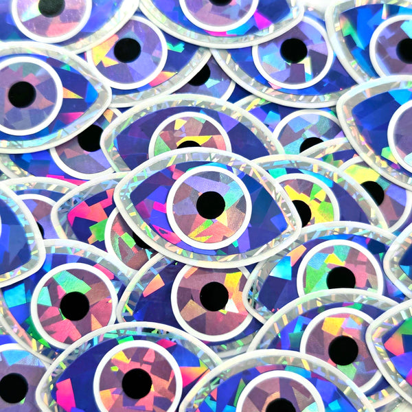 Purple Evil Eye Die Cut Sticker Set for DIY crafts, scrapbook decorations and greeting cards, good luck symbol.