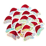 Sparkly Santa Hat Die Cut Stickers, Christmas Craft Vinyl Decals