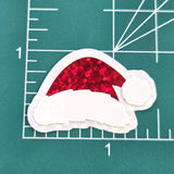 Sparkly Santa Hat Die Cut Stickers, Christmas Craft Vinyl Decals