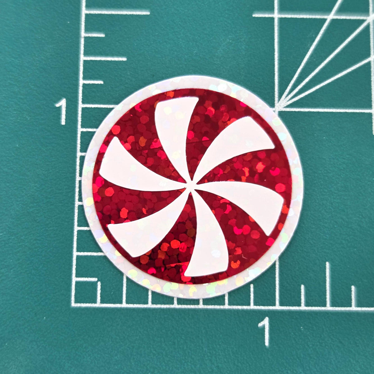 Peppermint Candy Die Cut Stickers, set of red and silver Christmas stickers for holiday craft projects.