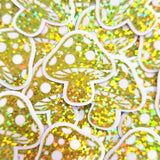 Yellow Mushroom Sticker Bundle, Die-Cut Woodland Fairycore Decals, Handmade Vinyl Toadstools