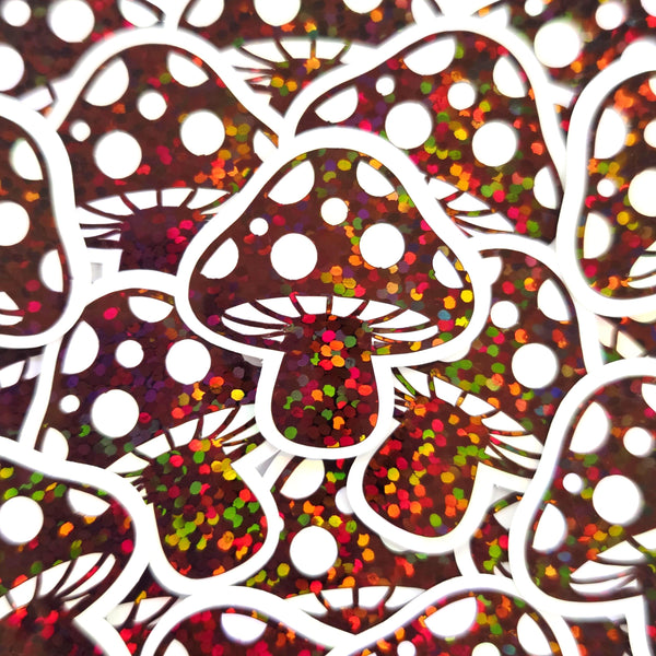Red Mushroom Sticker Bundle, Die-Cut Woodland Fairycore Decals, Handmade Vinyl Toadstools