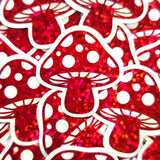 Black Mushroom Die Cut Stickers, Woodland Fairy Crafts, Handmade Sparkly Vinyl Toadstools