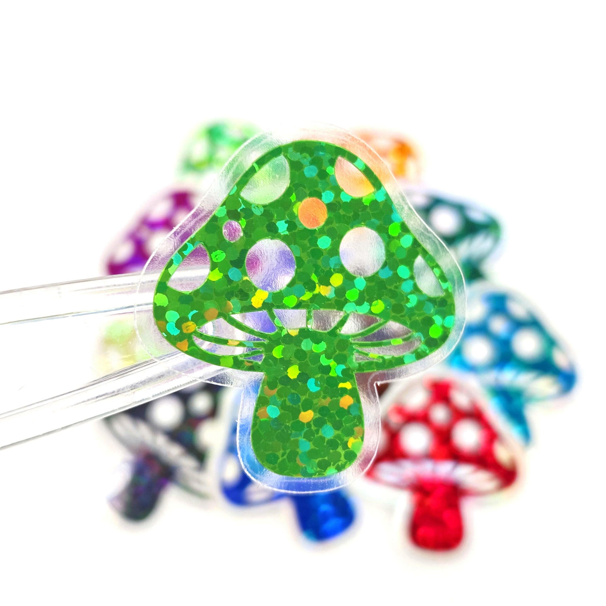 Green Mushroom Sticker Bundle, Die-Cut Woodland Fairycore Decals, Handmade Vinyl Toadstools