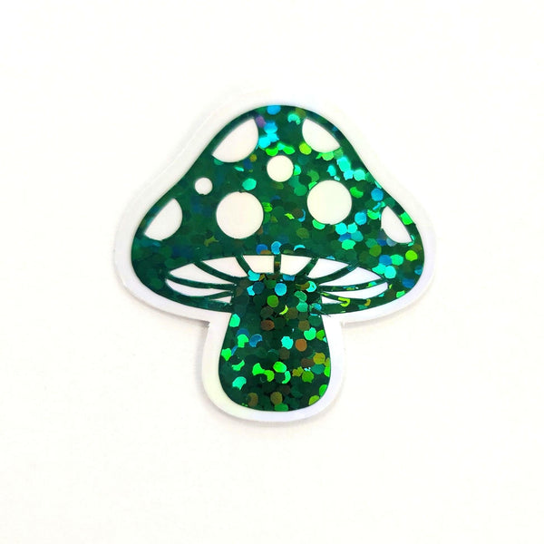 Dark Green Mushroom Stickers, Vinyl Die-Cuts for Woodland Fairycore Crafts, Scrapbook Embellishments