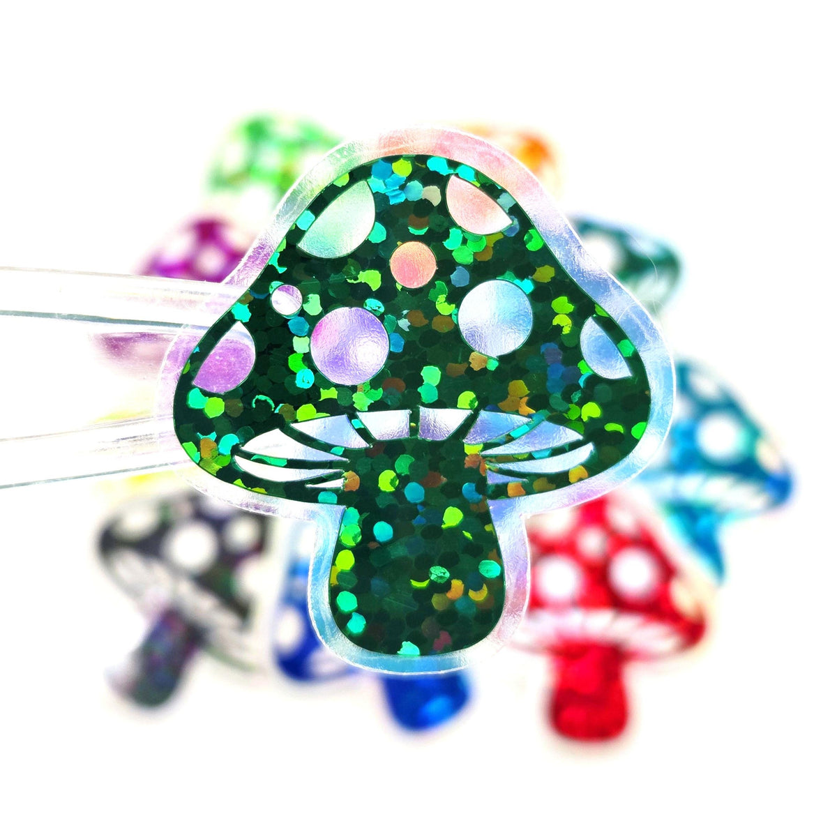 Dark Green Mushroom Stickers, Vinyl Die-Cuts for Woodland Fairycore Crafts, Scrapbook Embellishments