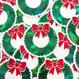 Christmas Wreath Die Cut Stickers for greeting card envelopes, gift tags and holiday crafts.