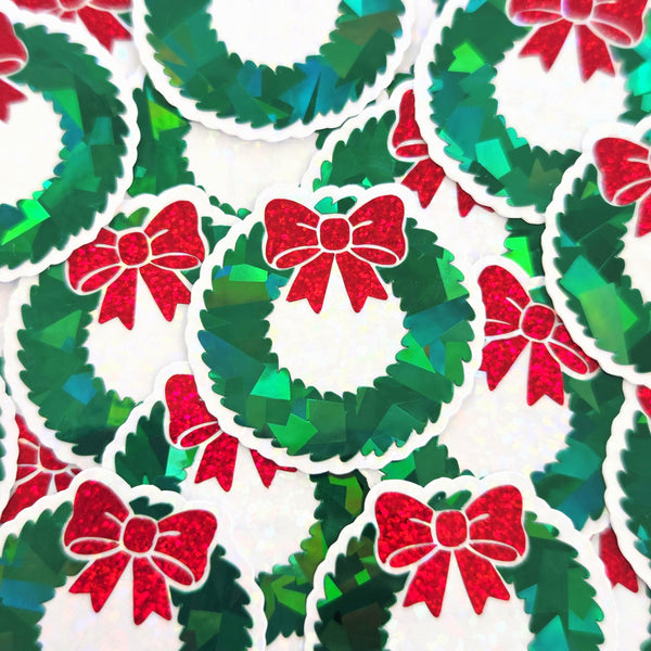 Christmas Wreath Die Cut Stickers for greeting card envelopes, gift tags and holiday crafts.