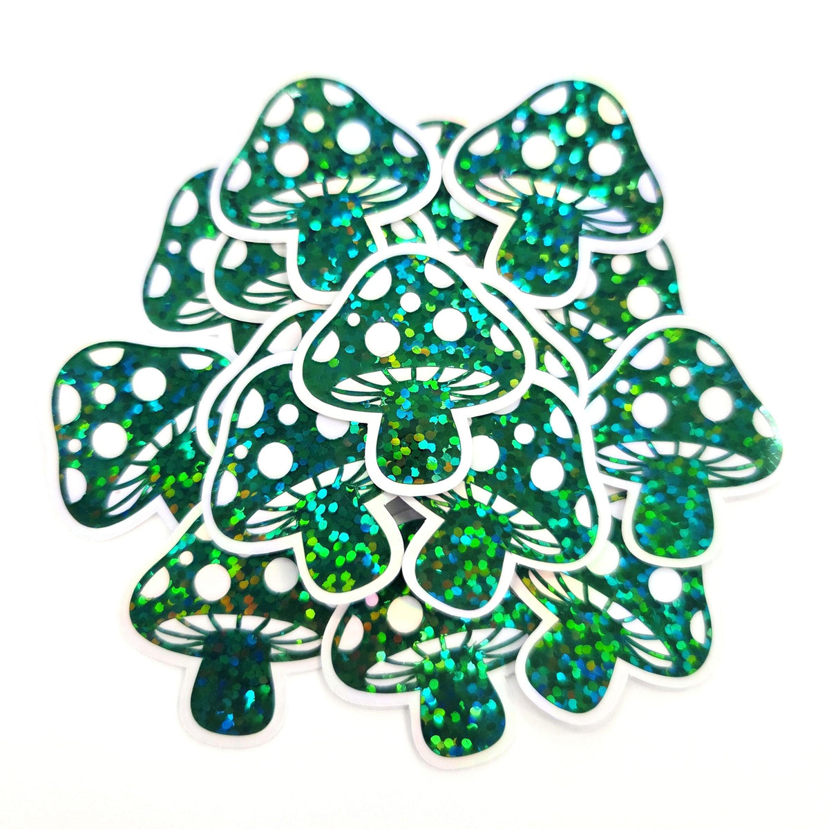 Dark Green Mushroom Stickers, Vinyl Die-Cuts for Woodland Fairycore Crafts, Scrapbook Embellishments