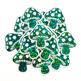 Dark Green Mushroom Stickers, Vinyl Die-Cuts for Woodland Fairycore Crafts, Scrapbook Embellishments