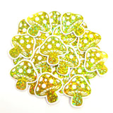 Yellow Mushroom Sticker Bundle, Die-Cut Woodland Fairycore Decals, Handmade Vinyl Toadstools