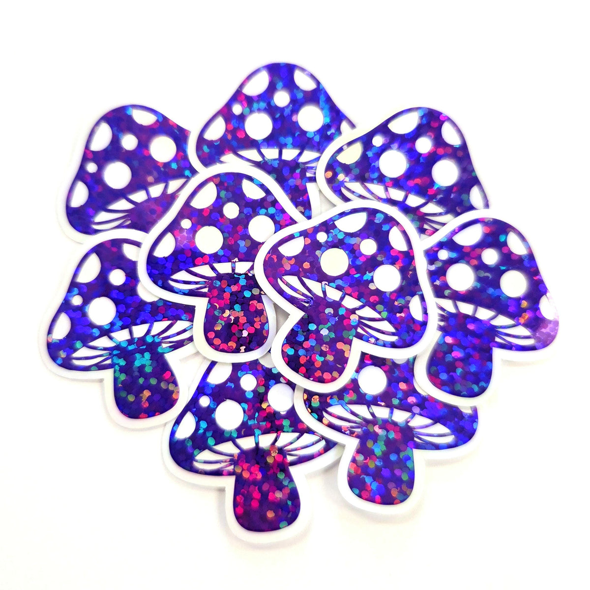 Purple Mushroom Stickers, Vinyl Die-Cuts for Woodland Fairycore Decor, Handmade Toadstools