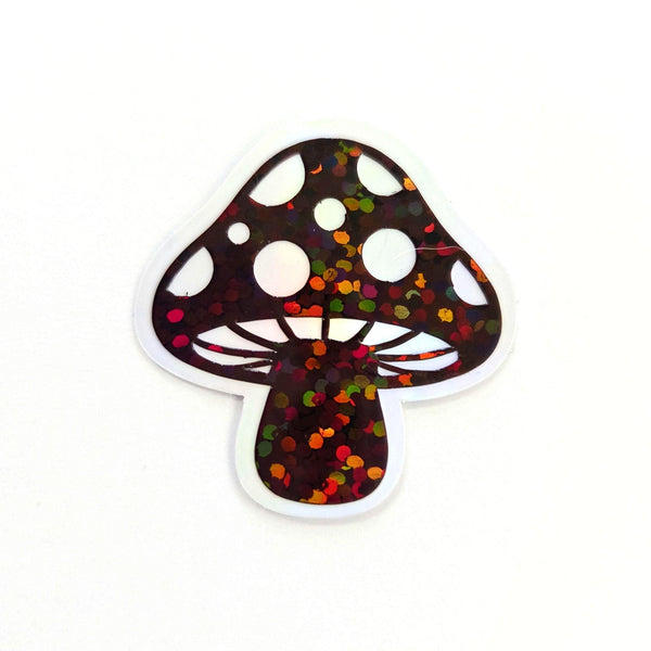 Brown Mushroom Die Cut Stickers, Vinyl Woodland Fairycore Craft Supplies for Journals, Cards, Scrapbook Pages, Sparkly Toadstools