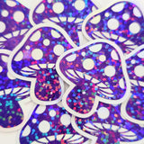 Black Mushroom Die Cut Stickers, Woodland Fairy Crafts, Handmade Sparkly Vinyl Toadstools