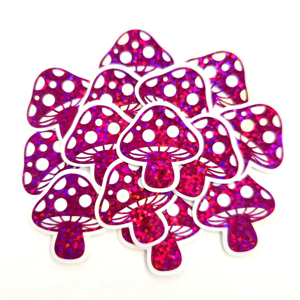 Pink Mushroom Stickers, Vinyl Die-Cuts for DIY Woodland Fairy Houses, Handmade Vinyl Toadstools