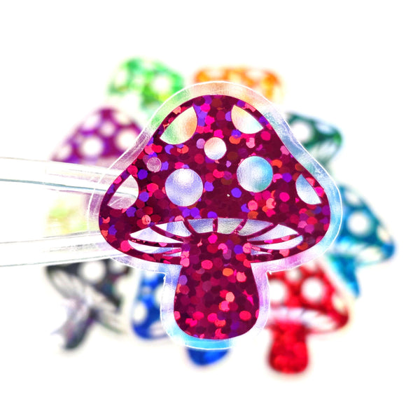 Pink Mushroom Stickers, Vinyl Die-Cuts for DIY Woodland Fairy Houses, Handmade Vinyl Toadstools