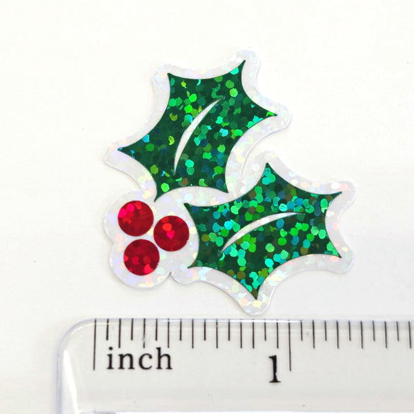 Holly Die Cut Stickers for Christmas card envelopes, gift tags and holiday crafts.