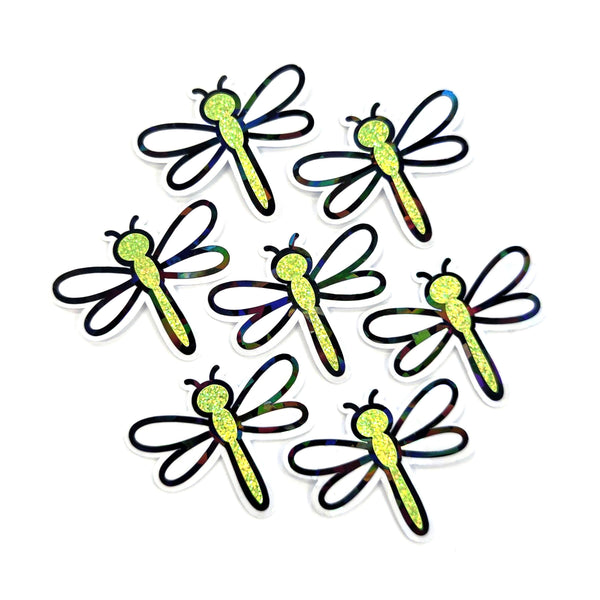 Dragonfly Die Cut Stickers, set of cute bugs for mason jars, envelopes, journals and crafts, choose color.