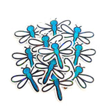 Turquoise Glitter Dragonfly Die-Cut Stickers, Bug Vinyl Decals, Journal Crafts